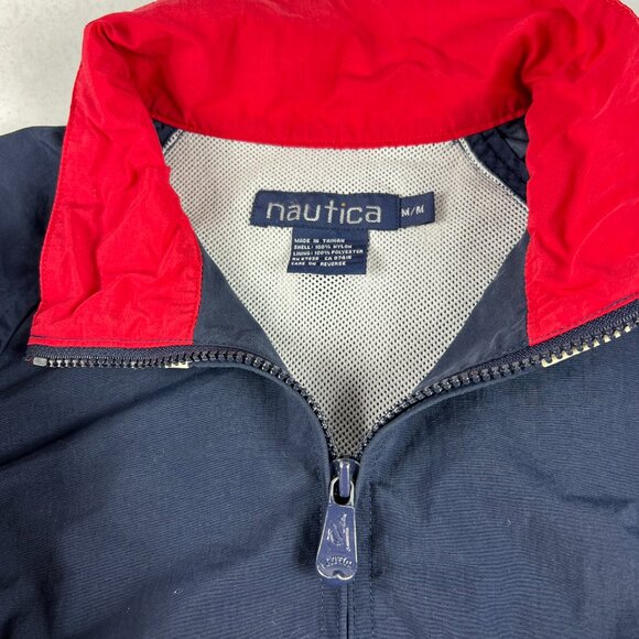 VTG Nautica Challenge Jacket Medium Blue Faded 1/4 Zip Pullover Windbreaker - Picture 6 of 16